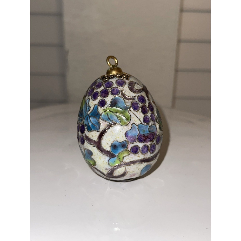 Vintage Victorian Style Cloisonne Egg Ornament Christmas Ornament